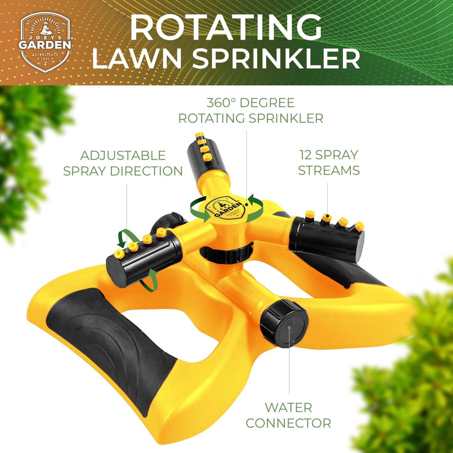 Rotating Garden Sprinkler for Large Area Coverage