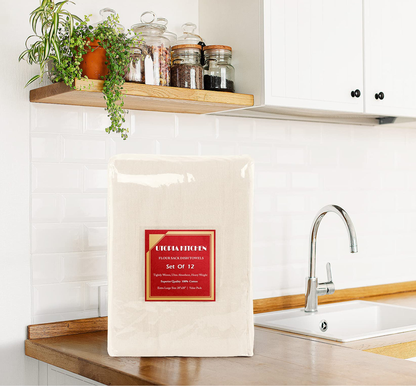 100% Cotton Tea Towels for Cleaning & Drying - Highly Absorbent Kitchen Dish Cloth