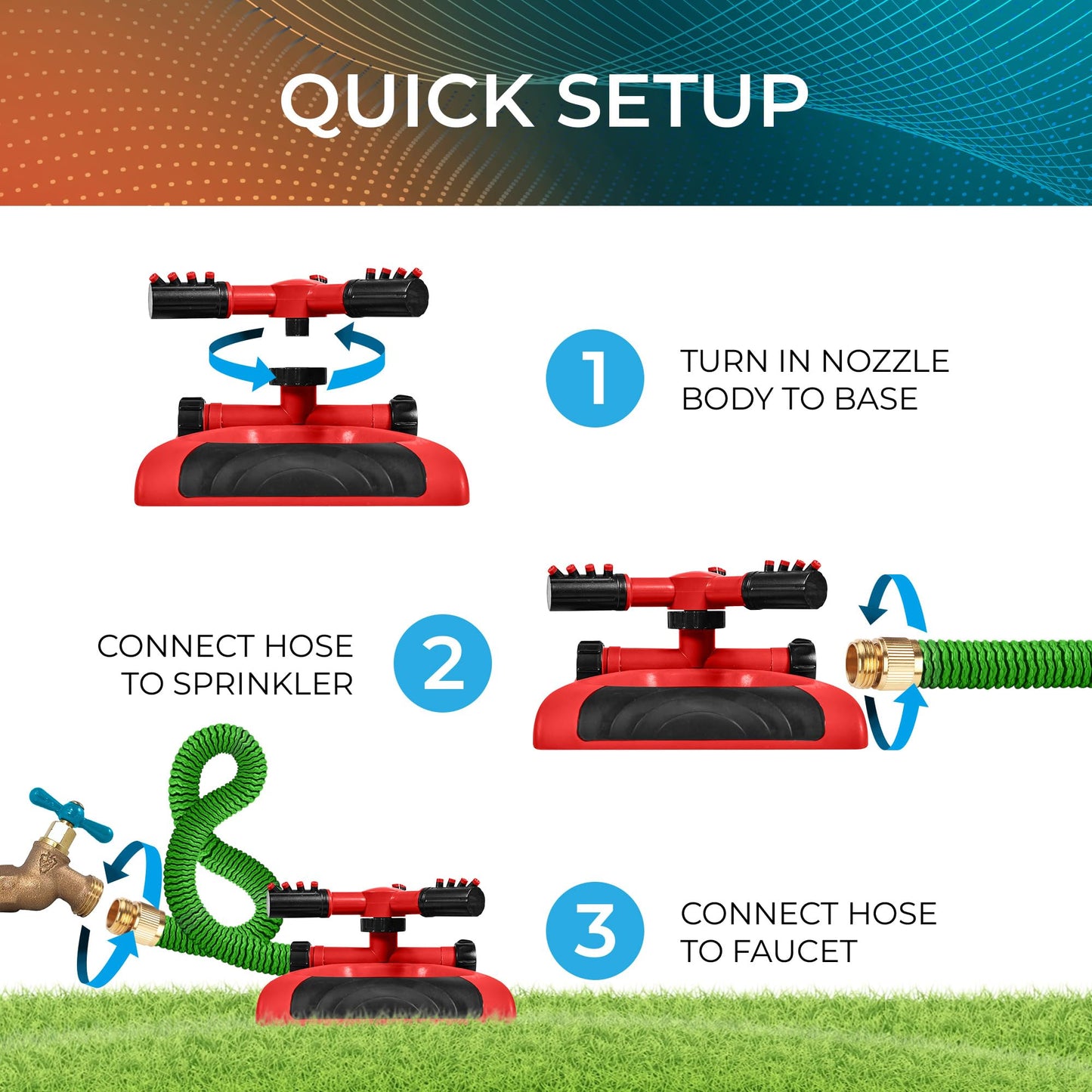 Rotating Garden Sprinkler for Large Area Coverage