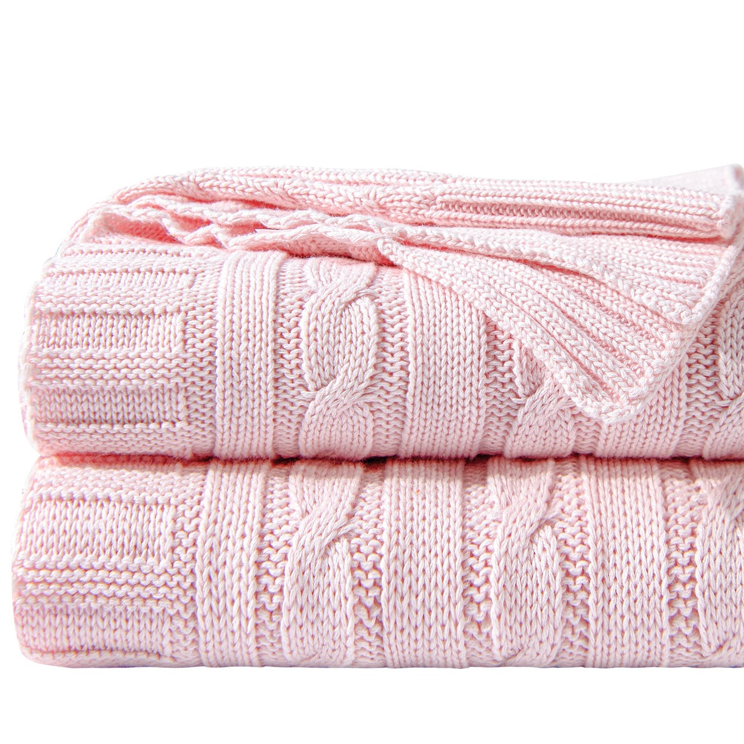 100% Pure Cotton Cable Knitted Super Soft Throw Blanket