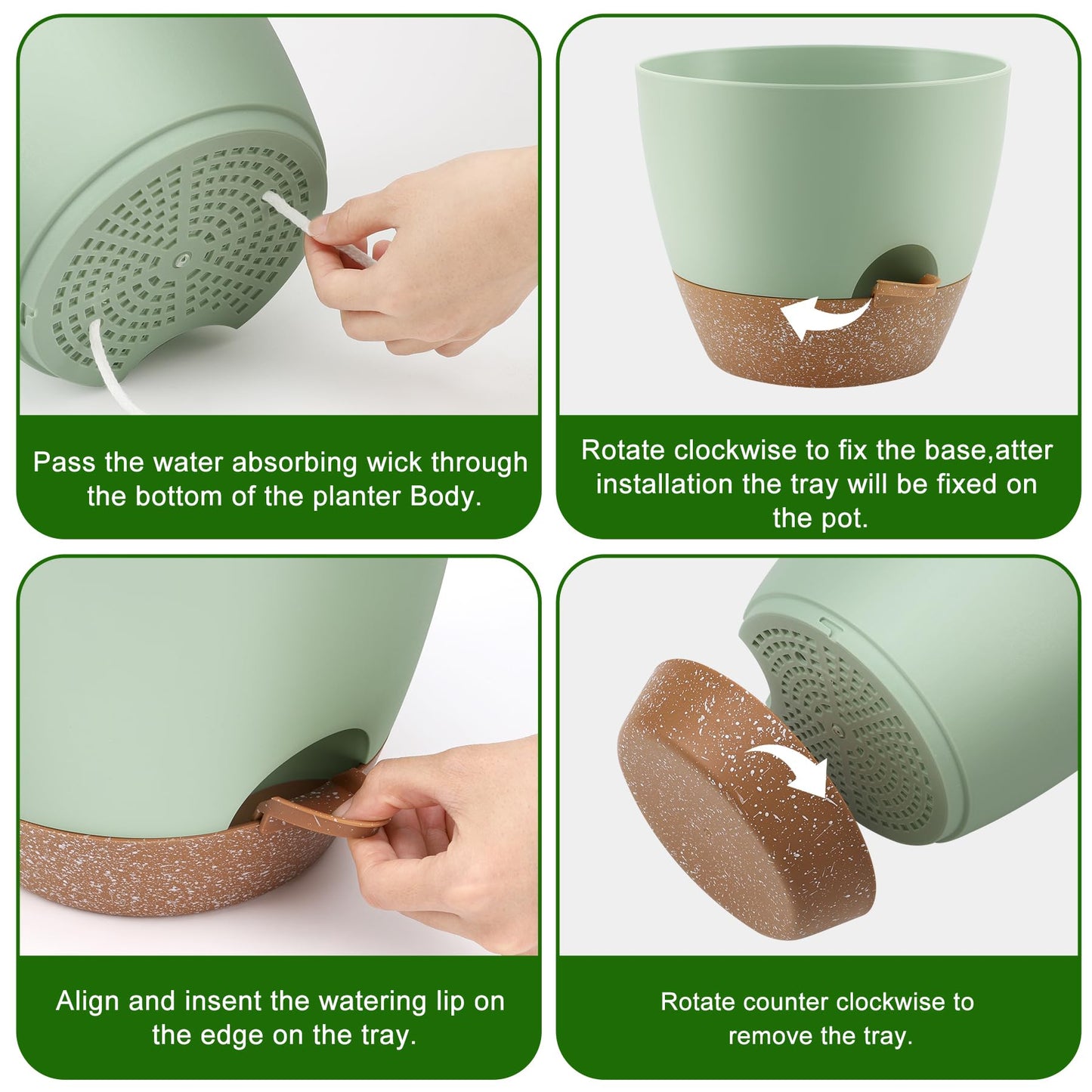 Self Watering Pots, Set of 5 Plastic Planters INdoor/Outdoor