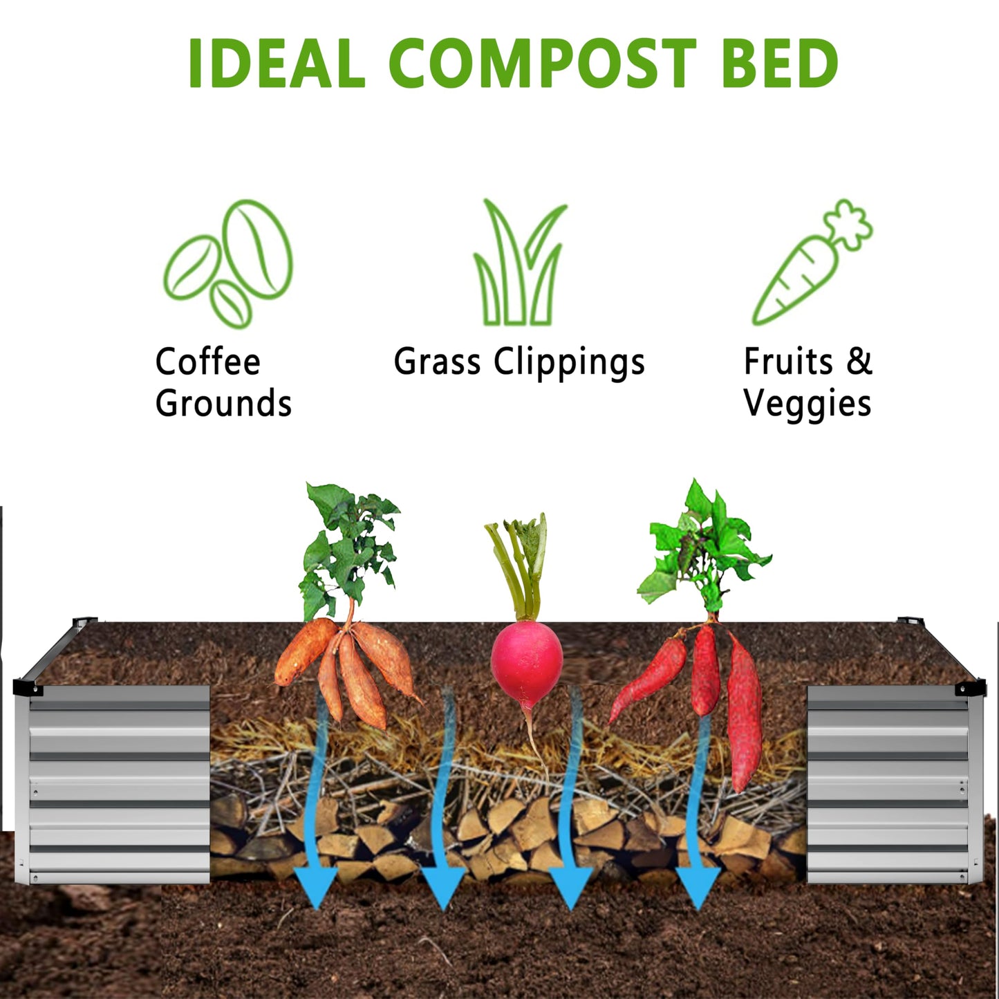 Raised Garden Bed Kit, Rectangle Metal Flower Box,Large Planter Raised Beds