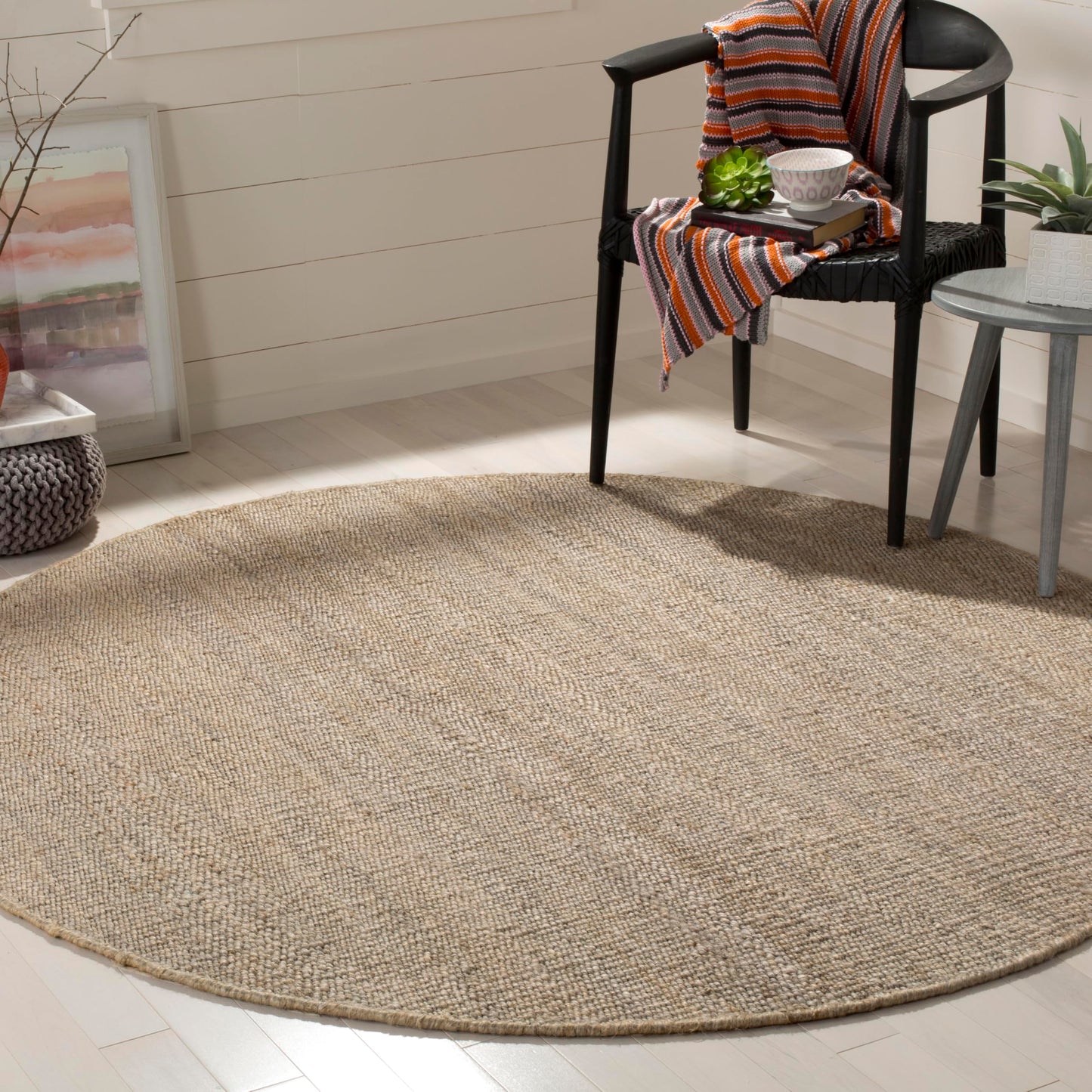 Natural Fiber Collection Area Rug - Boho Fringe Woven Jute