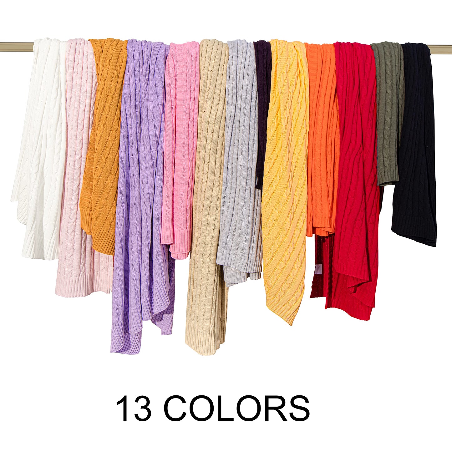 100% Pure Cotton Cable Knitted Super Soft Throw Blanket