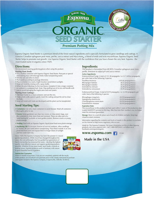 Premium All Natural & Organic Seed Starting Mix with Mycorrhizae