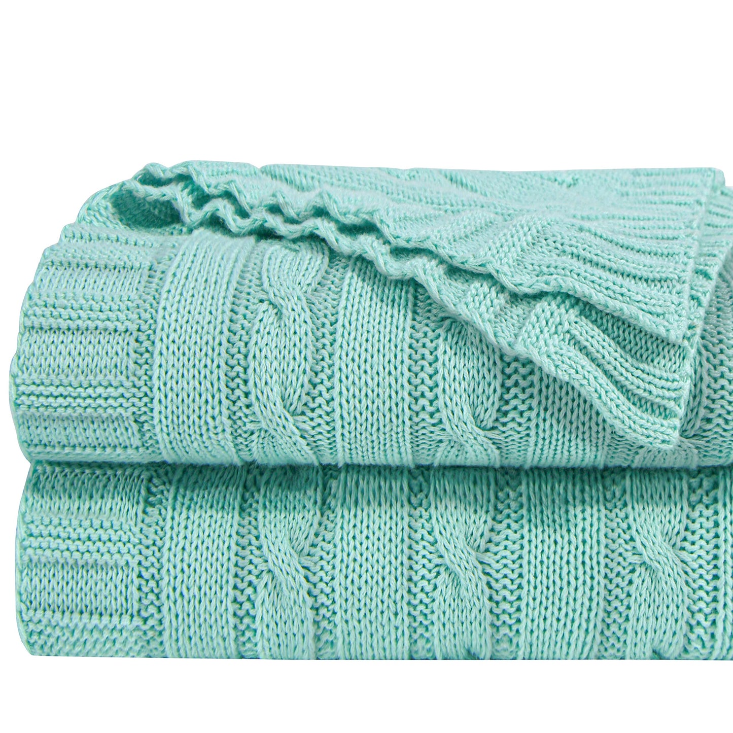 100% Pure Cotton Cable Knitted Super Soft Throw Blanket