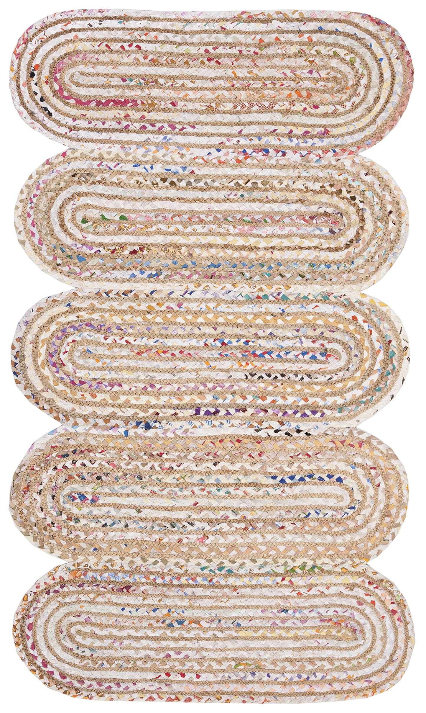 Natural Collection Area Rug - Braided Jute & Cotton