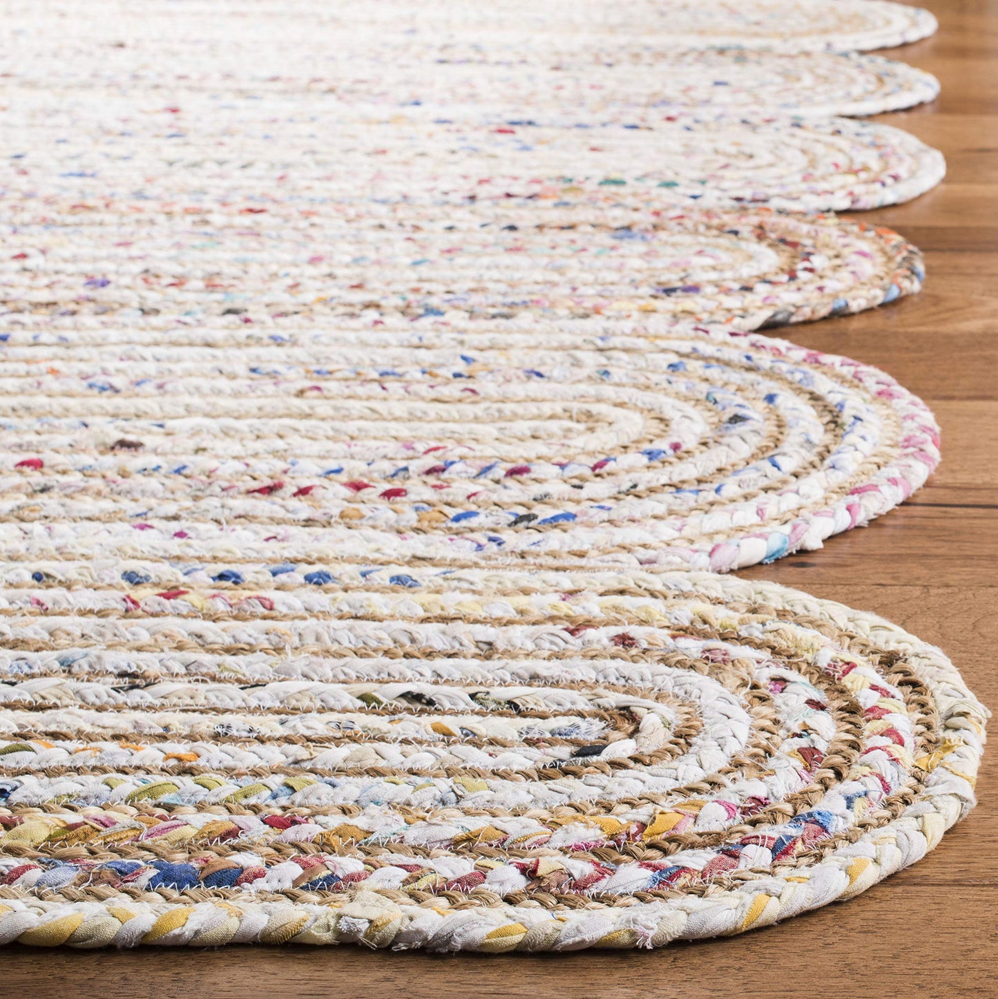 Natural Collection Area Rug - Braided Jute & Cotton