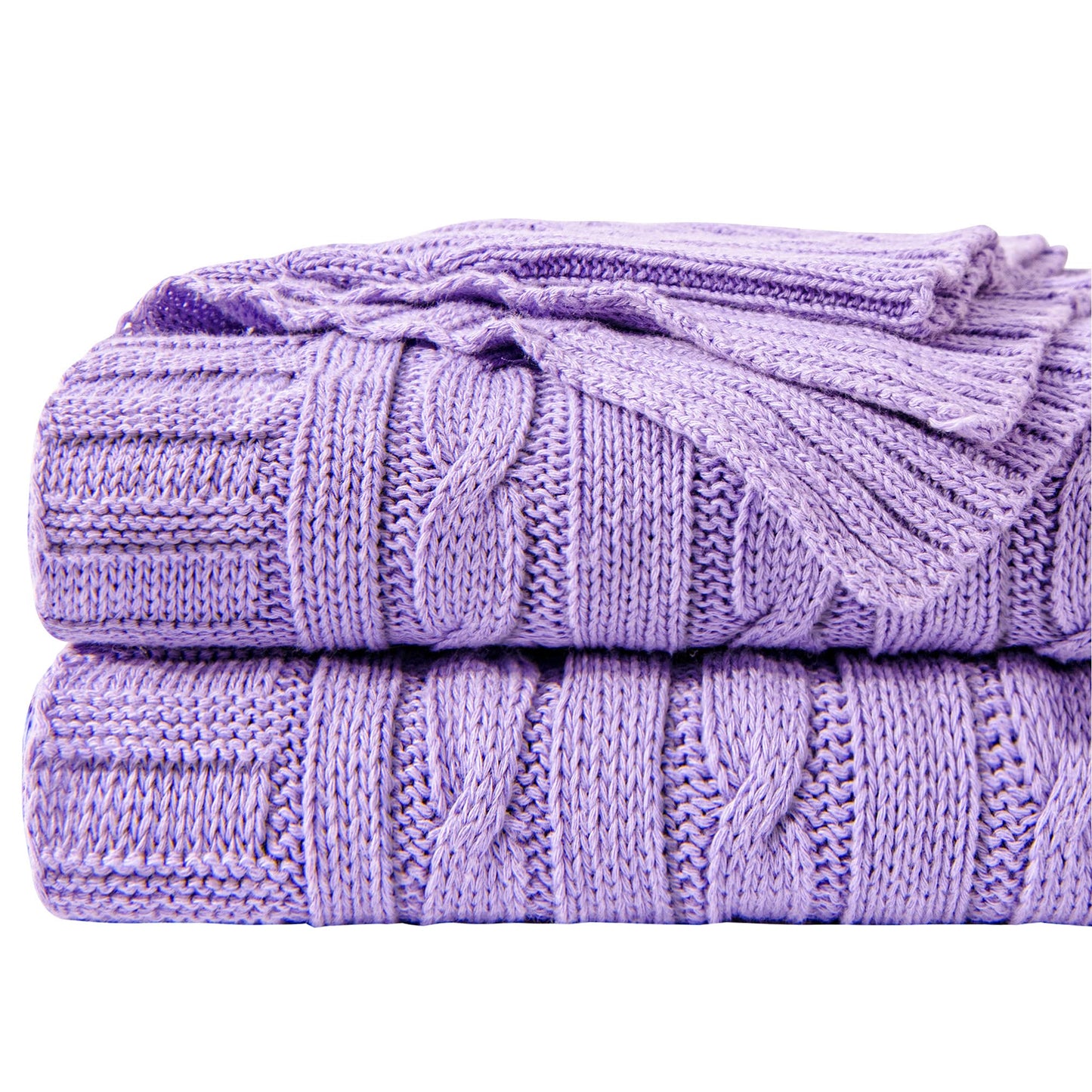 100% Pure Cotton Cable Knitted Super Soft Throw Blanket