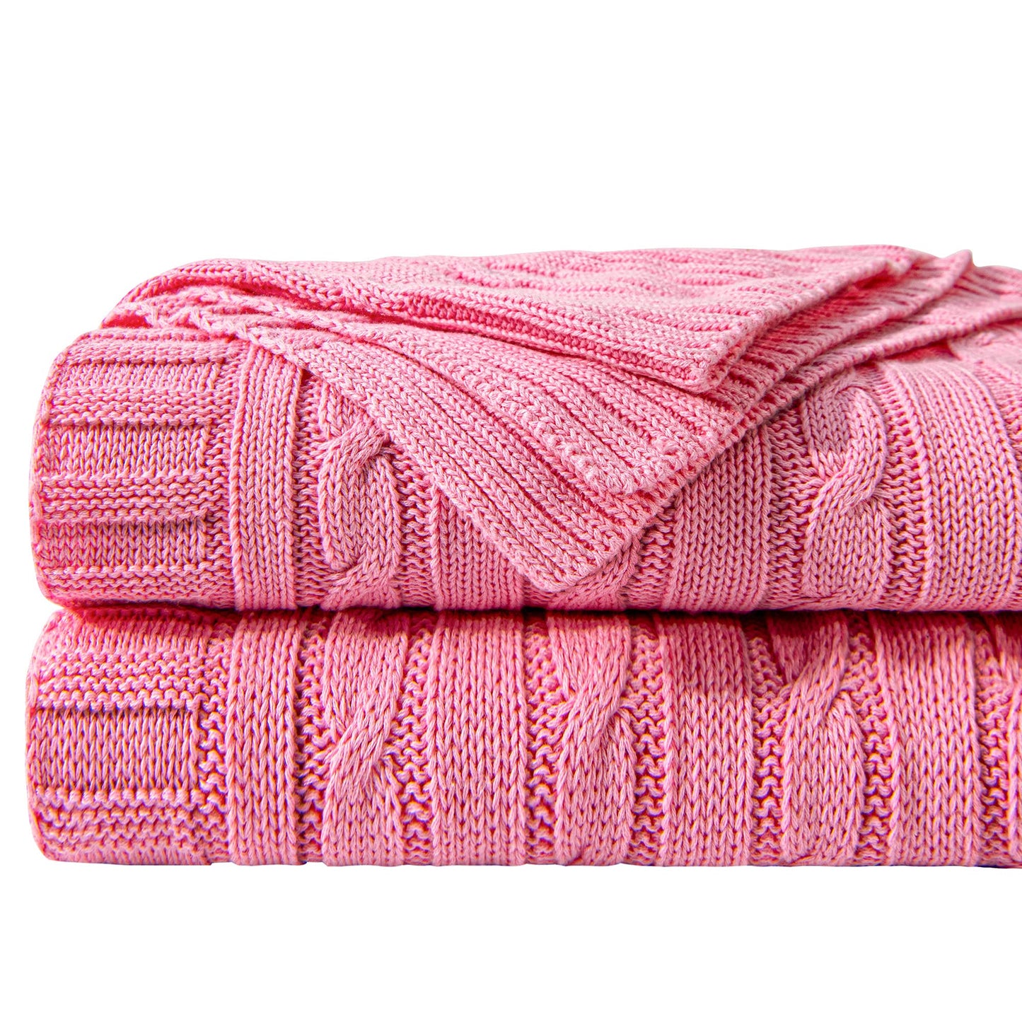 100% Pure Cotton Cable Knitted Super Soft Throw Blanket