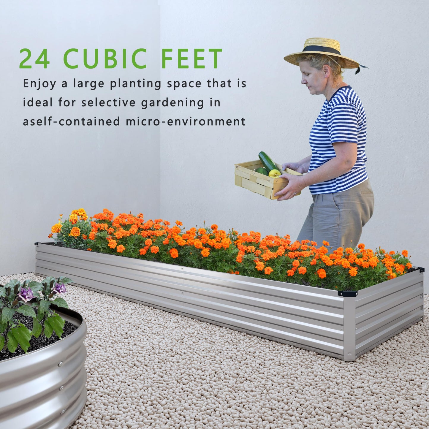 Raised Garden Bed Kit, Rectangle Metal Flower Box,Large Planter Raised Beds