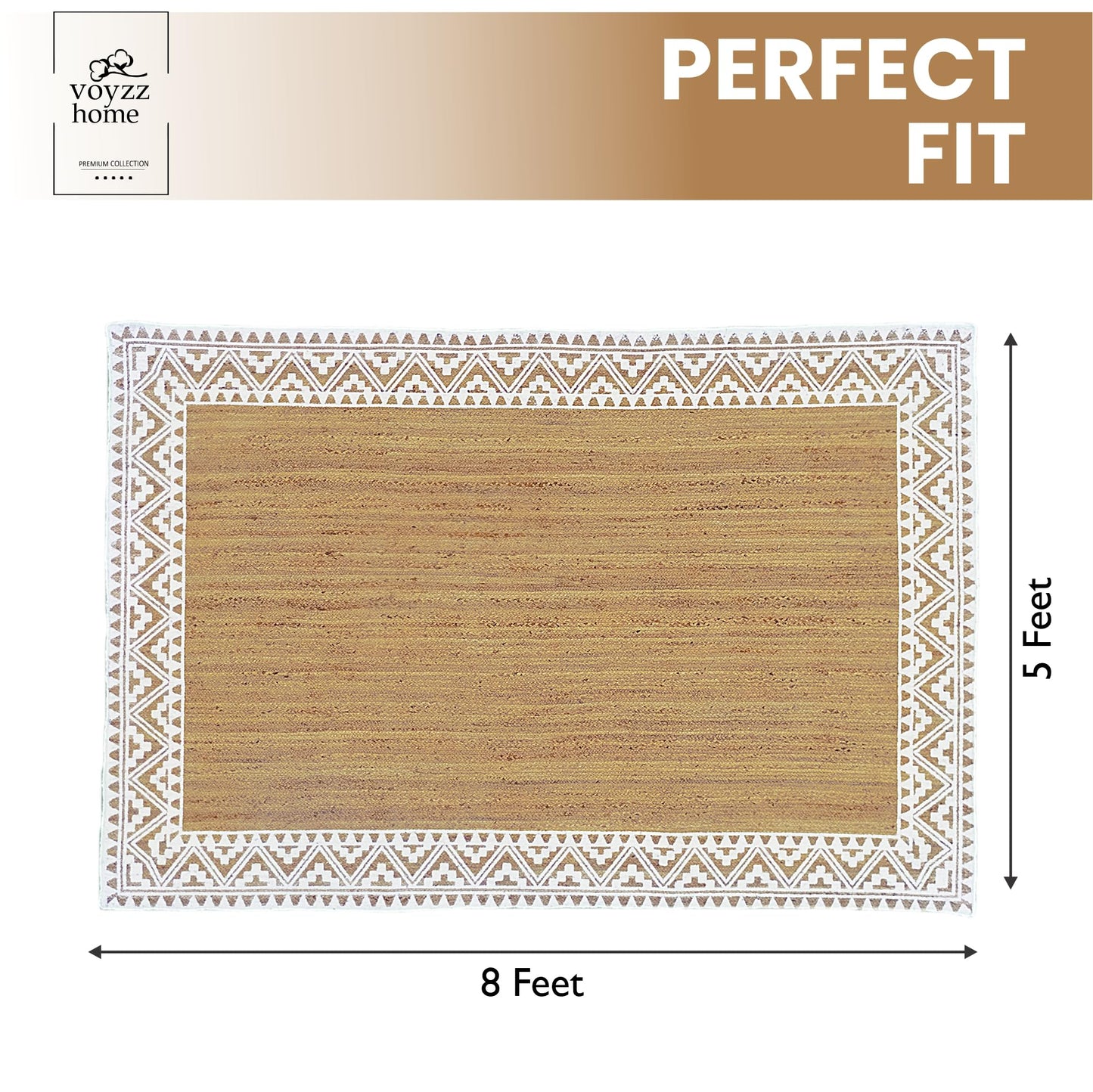 Premium Quality Jute Braided Area Rug, Stain Resistance, Natural Handmade