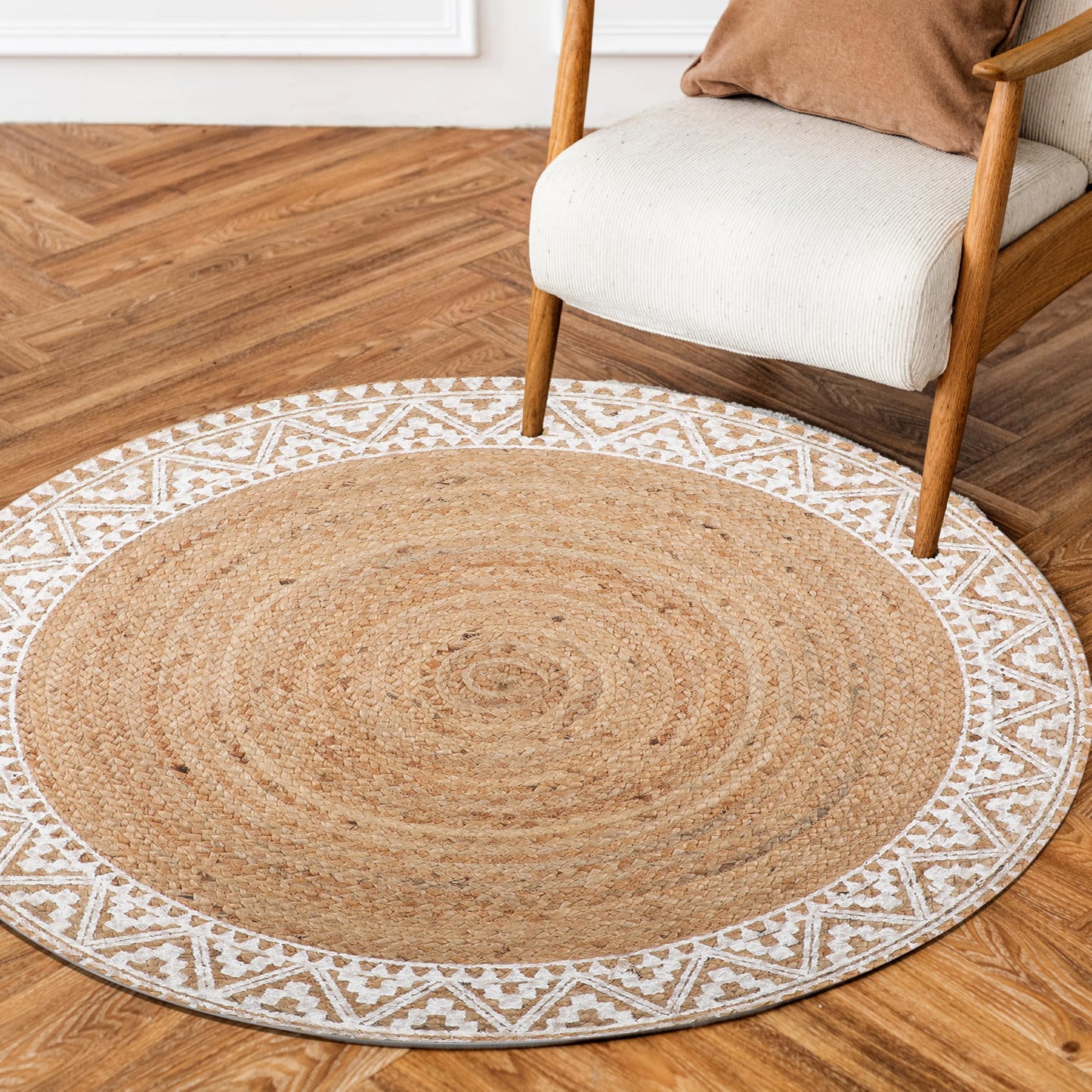 Premium Quality Jute Braided Area Rug, Stain Resistance, Natural Handmade