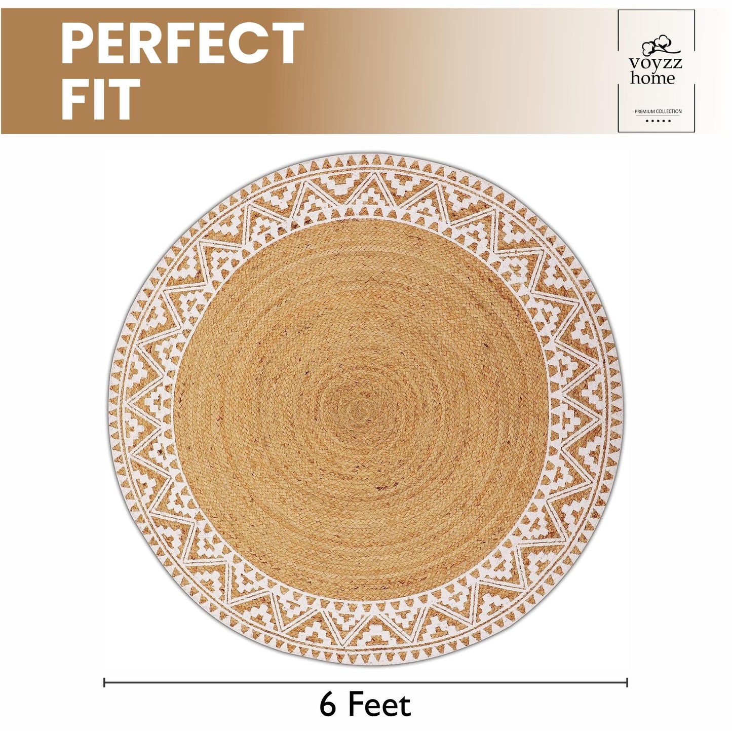 Premium Quality Jute Braided Area Rug, Stain Resistance, Natural Handmade