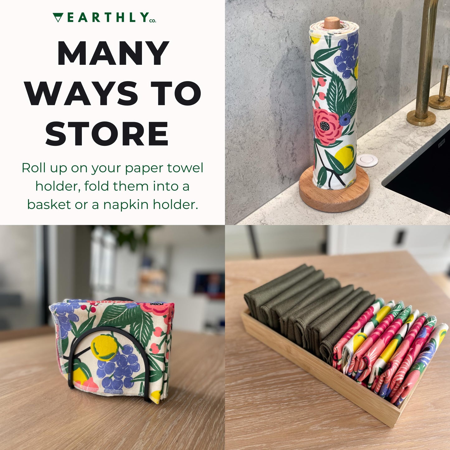 24 Pack - Roll of Washable Cotton Cloth Paper Towels