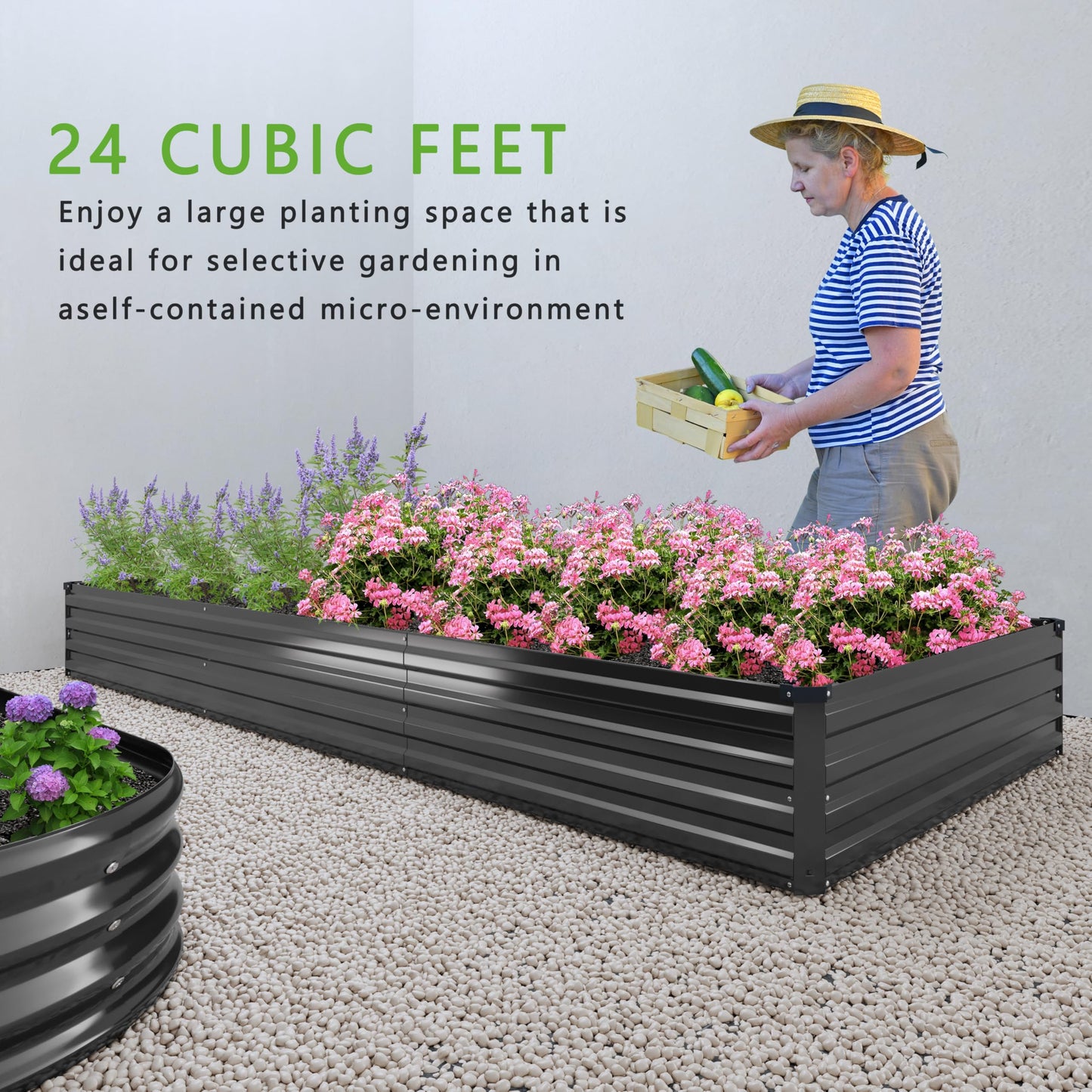 Raised Garden Bed Kit, Rectangle Metal Flower Box,Large Planter Raised Beds