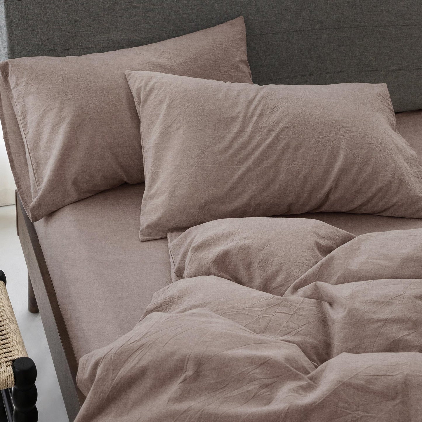 Bedding Duvet Cover Set Linen Like Texture 100% Cotton - Breathable