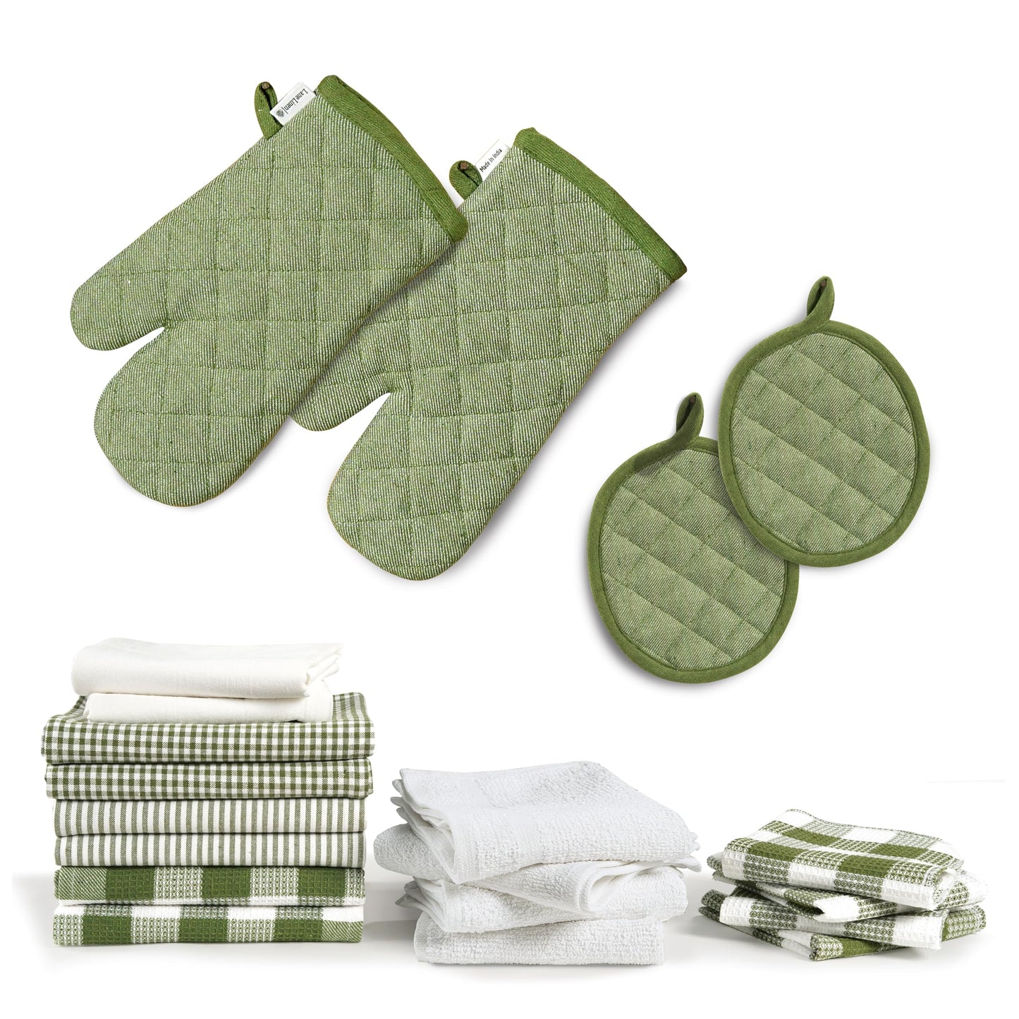 20 Pc Kitchen Towels Set, 350 Degree Heat Resistant, 100% Cotton