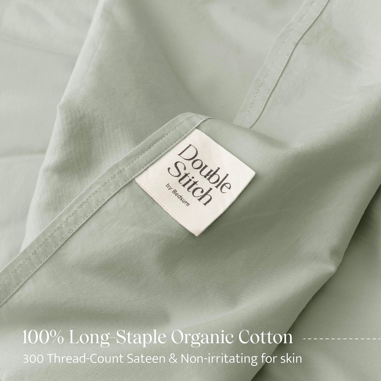 Double Stitch Organic Cotton Sheets - Soft & Breathable Sheet Set 4 Piece, Luxury 300 TC