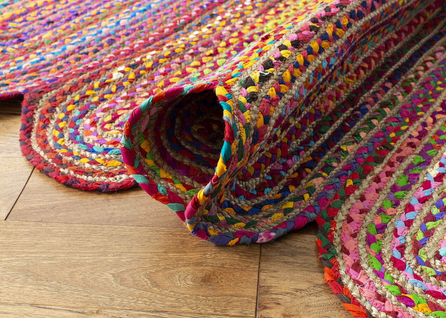 Natural Collection Area Rug - Braided Jute & Cotton