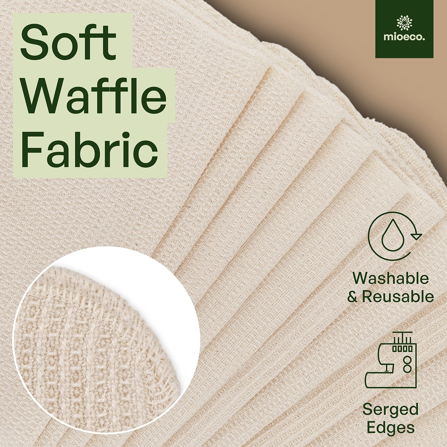 24 Pack Multicolored Reusable Paper Towels - Organic Cotton -