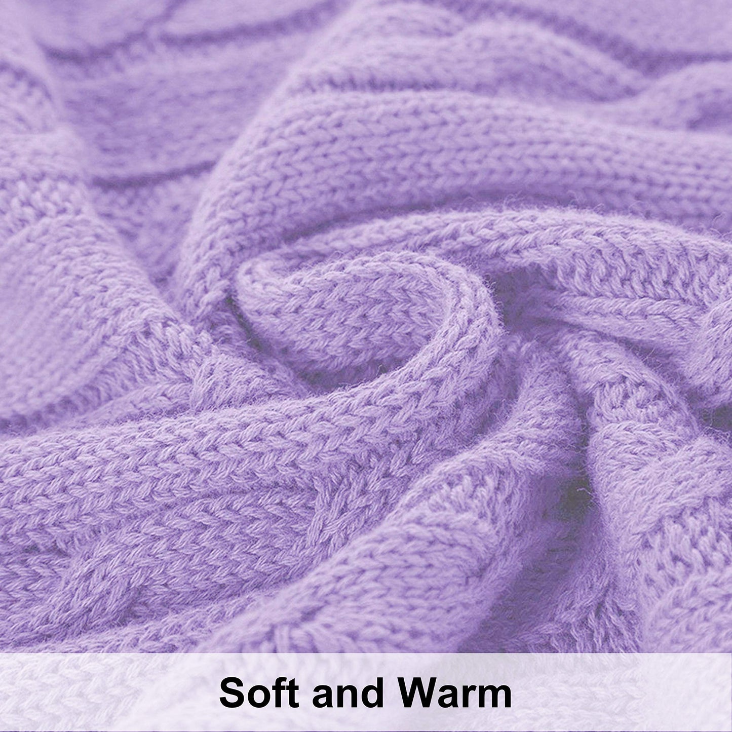 100% Pure Cotton Cable Knitted Super Soft Throw Blanket