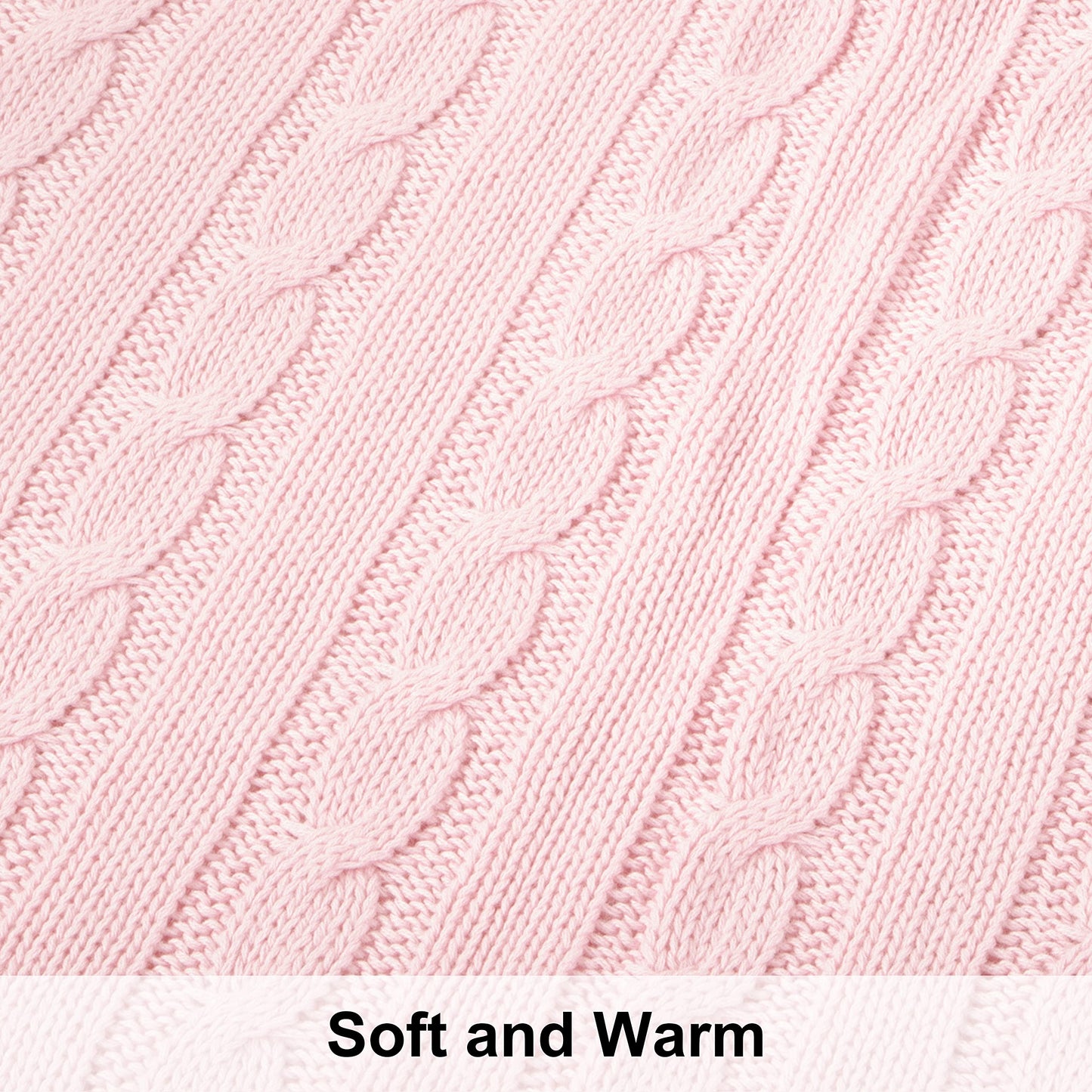 100% Pure Cotton Cable Knitted Super Soft Throw Blanket