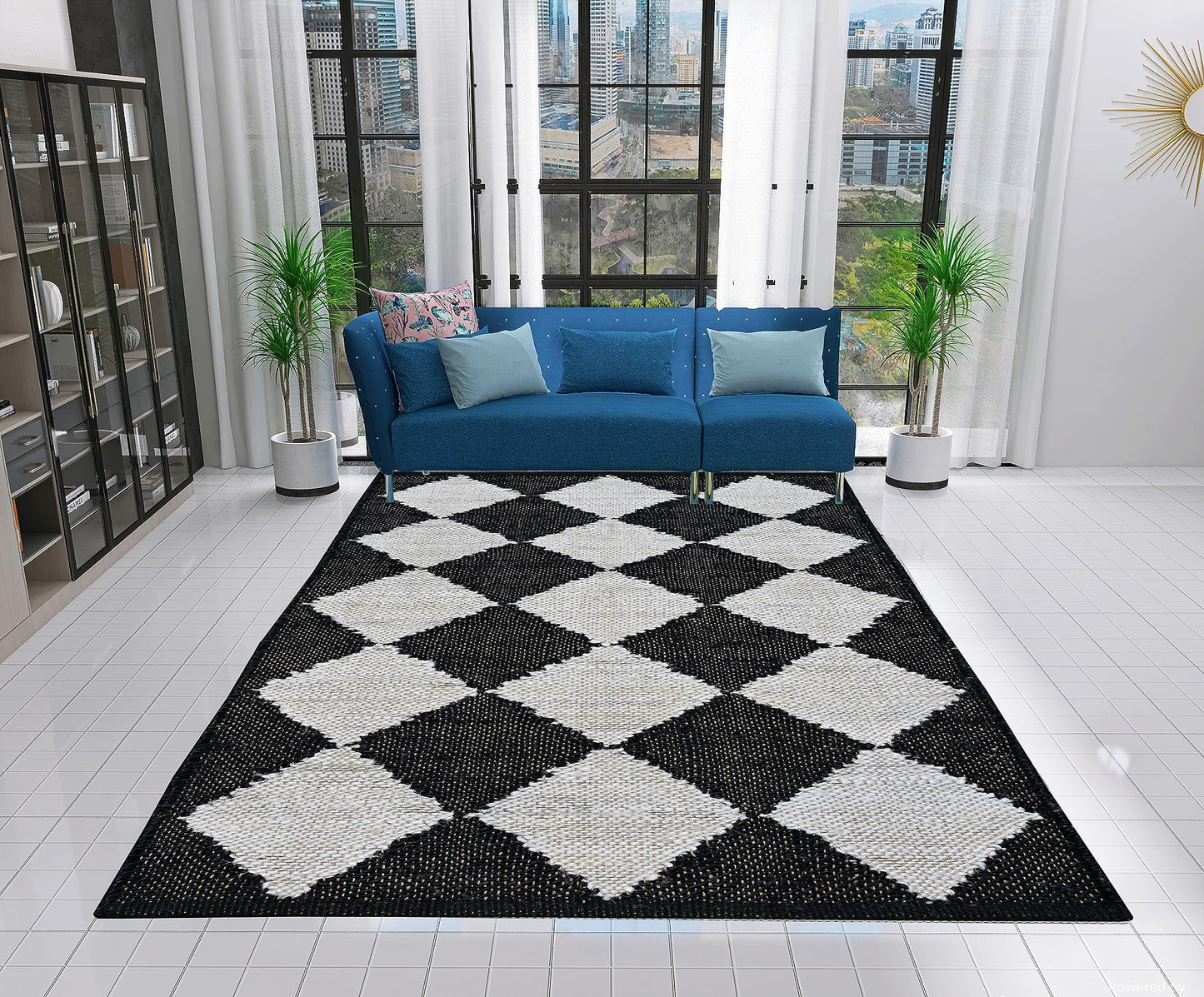 Indoor Hand Woven Fiber Jute Diamond Area Rug