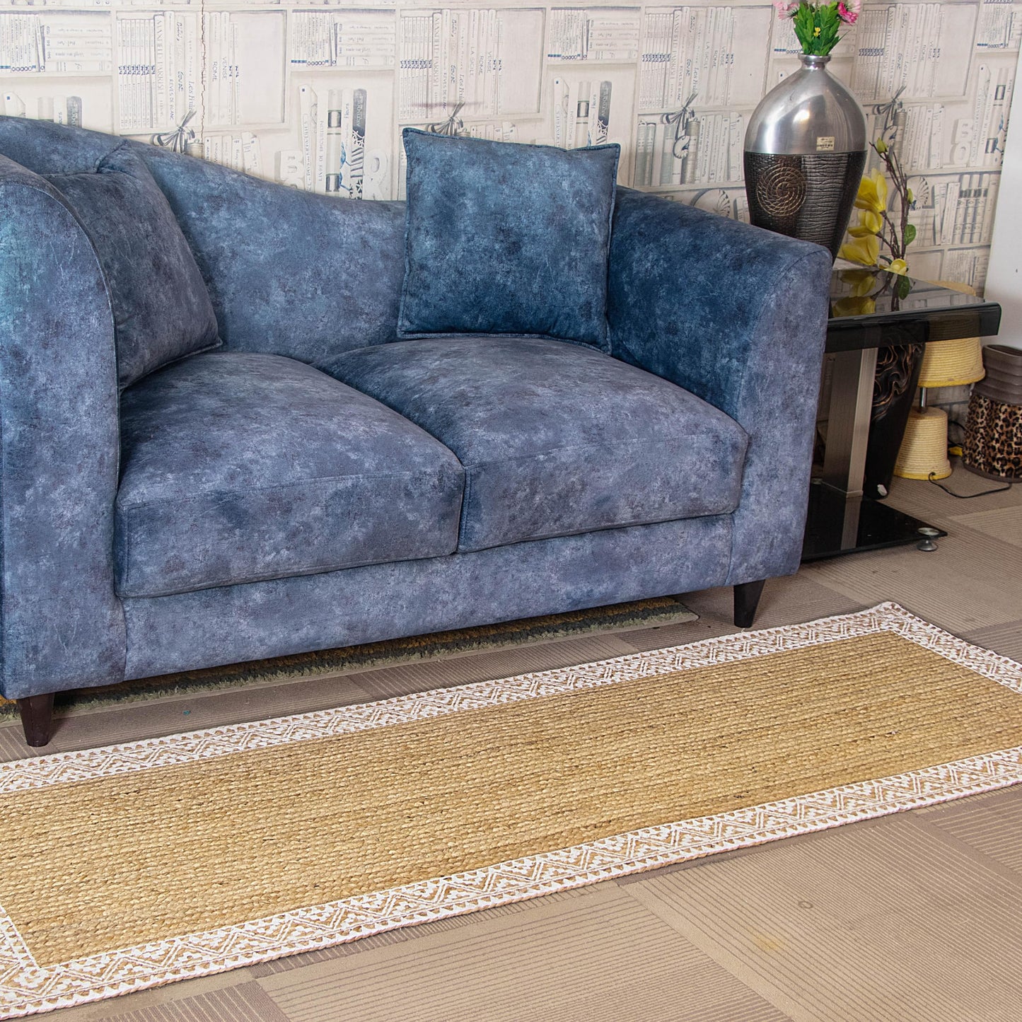 Premium Quality Jute Braided Area Rug, Stain Resistance, Natural Handmade