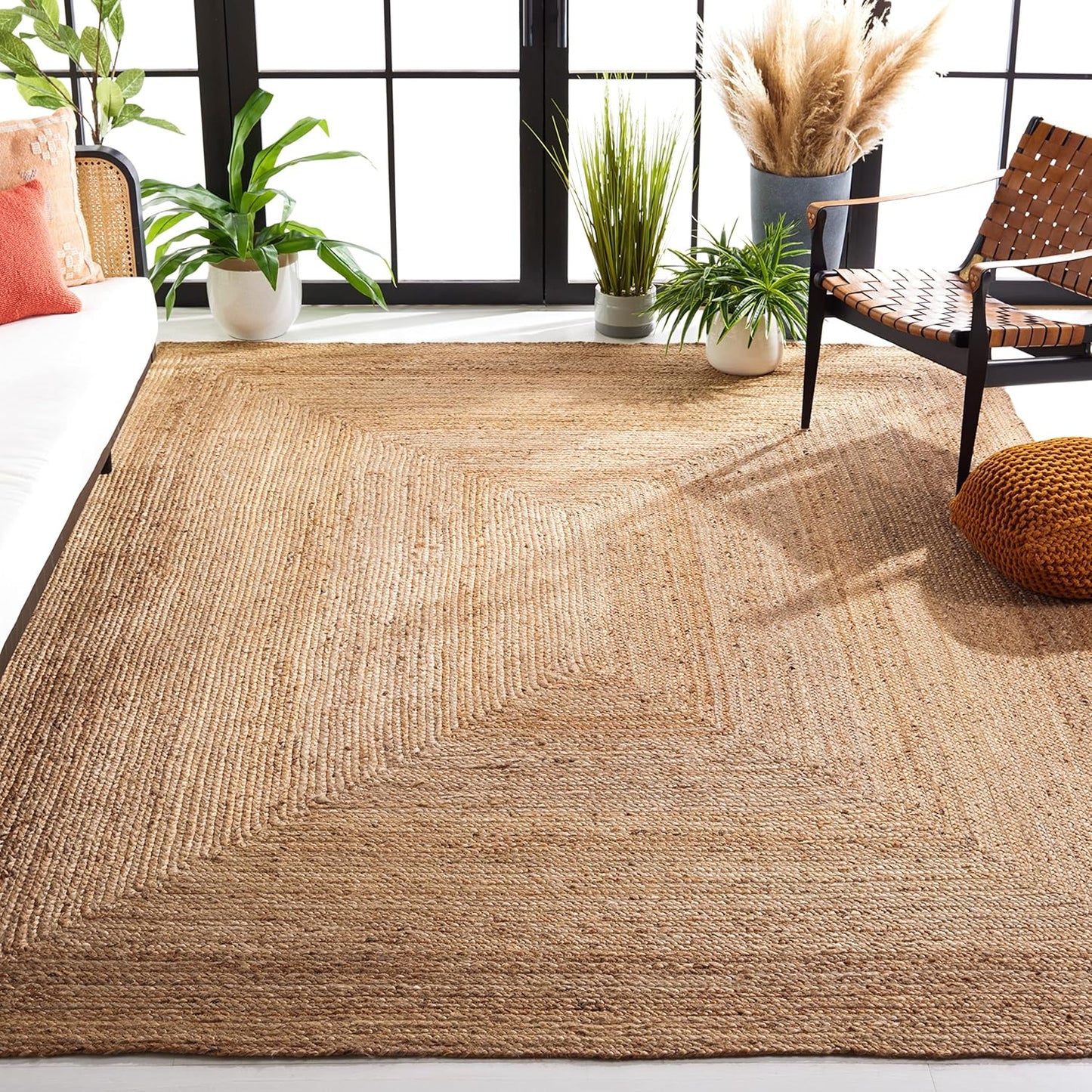 Woven Area Rug - 9' x 12', Handmade Flat Jute