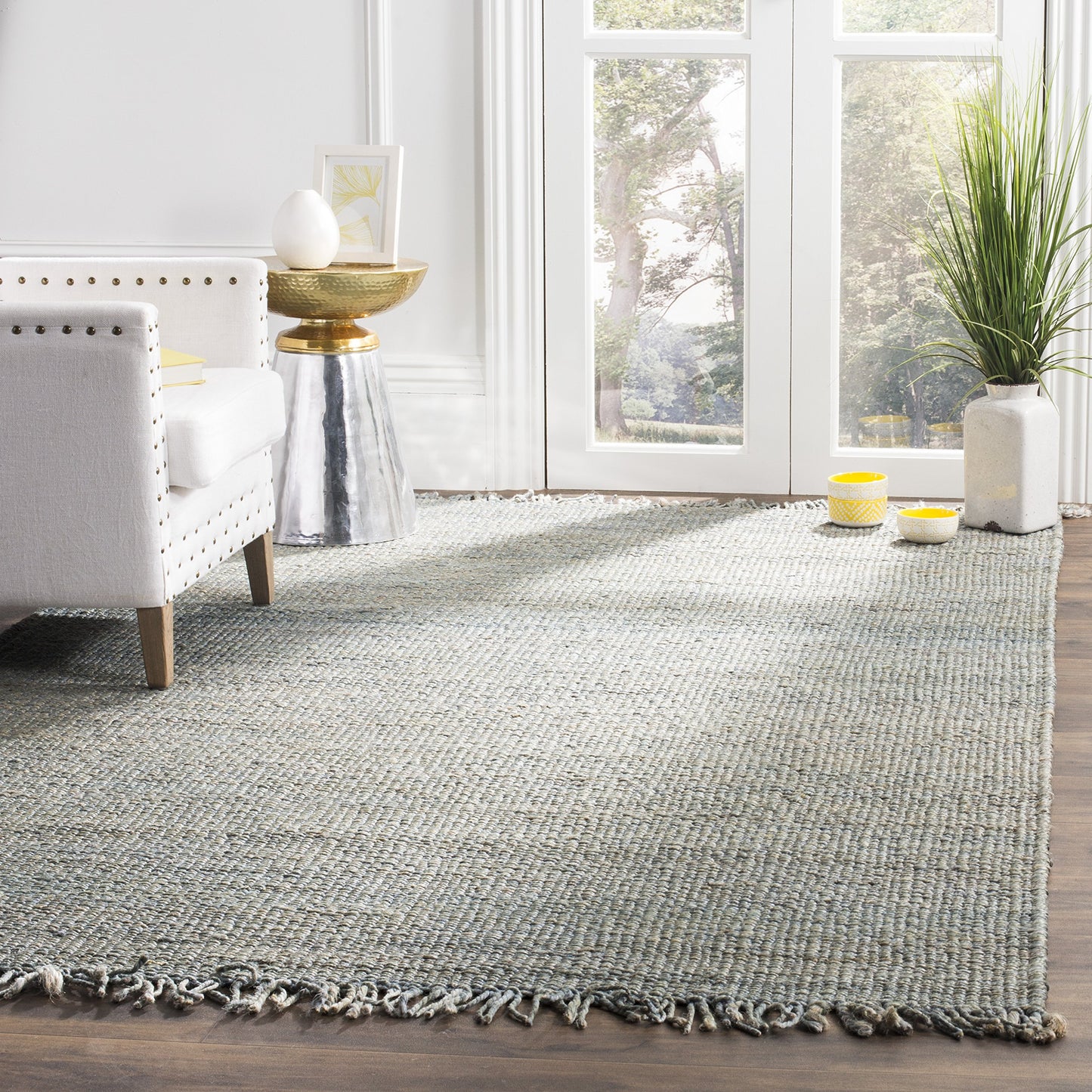 Natural Fiber Collection Area Rug - Boho Fringe Woven Jute