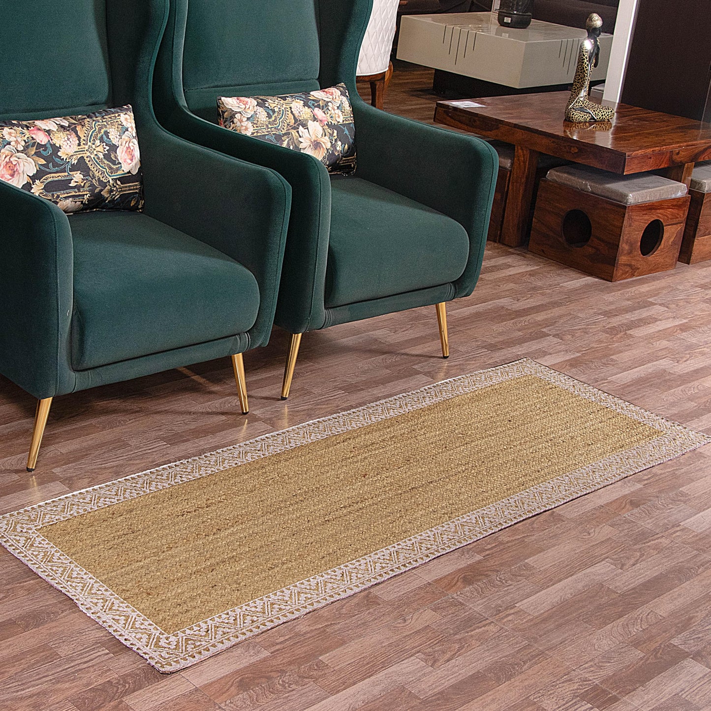 Premium Quality Jute Braided Area Rug, Stain Resistance, Natural Handmade