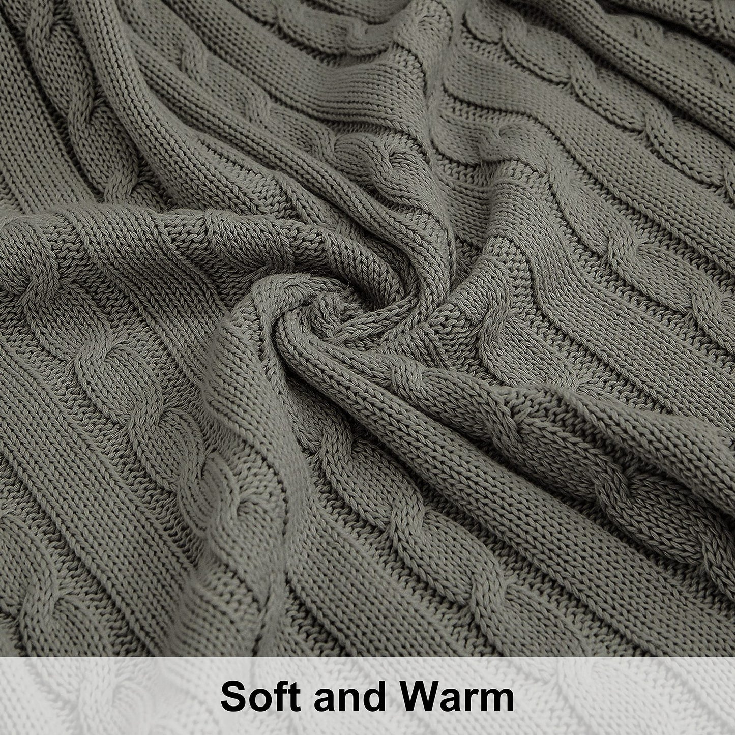 100% Pure Cotton Cable Knitted Super Soft Throw Blanket