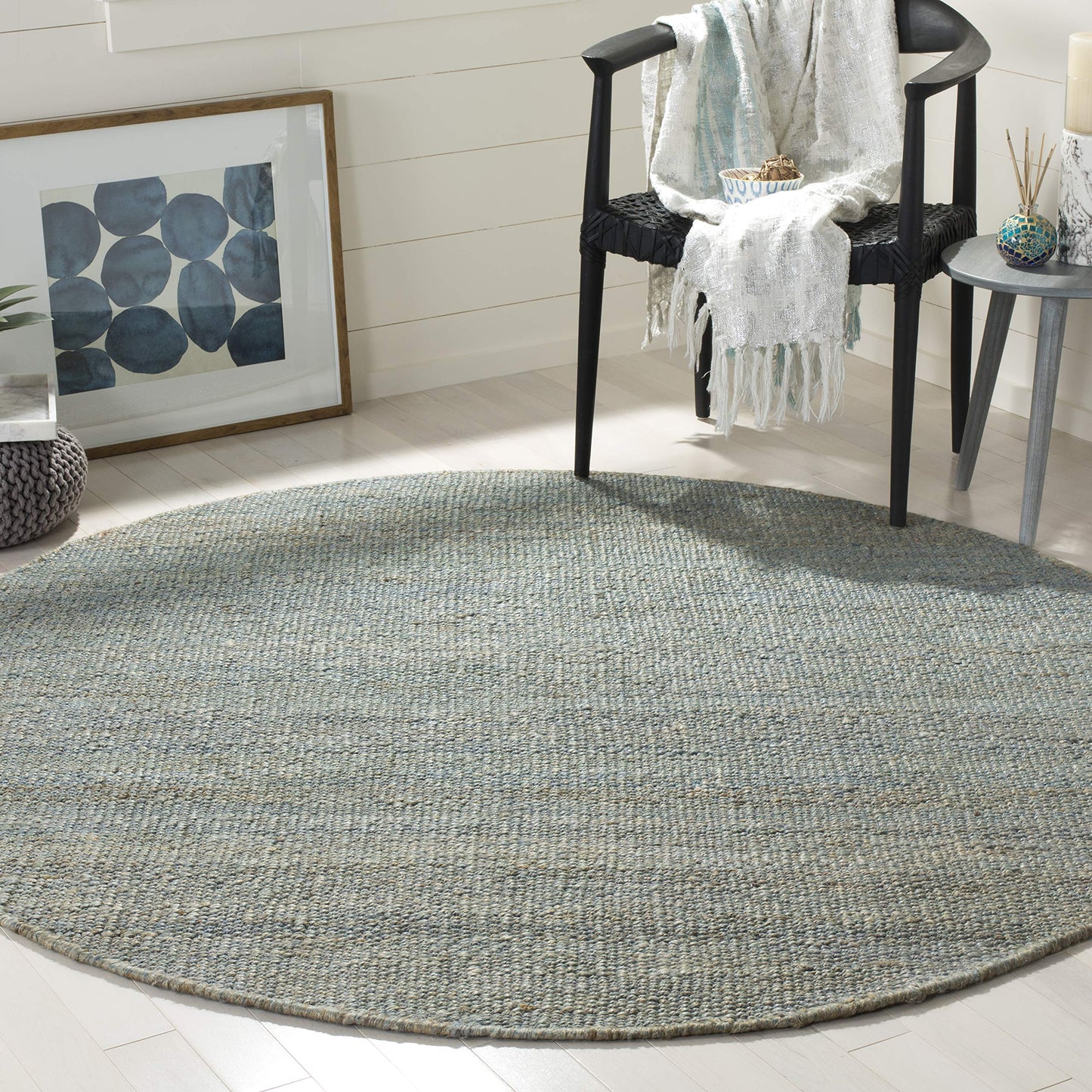 Natural Fiber Collection Area Rug - Boho Fringe Woven Jute