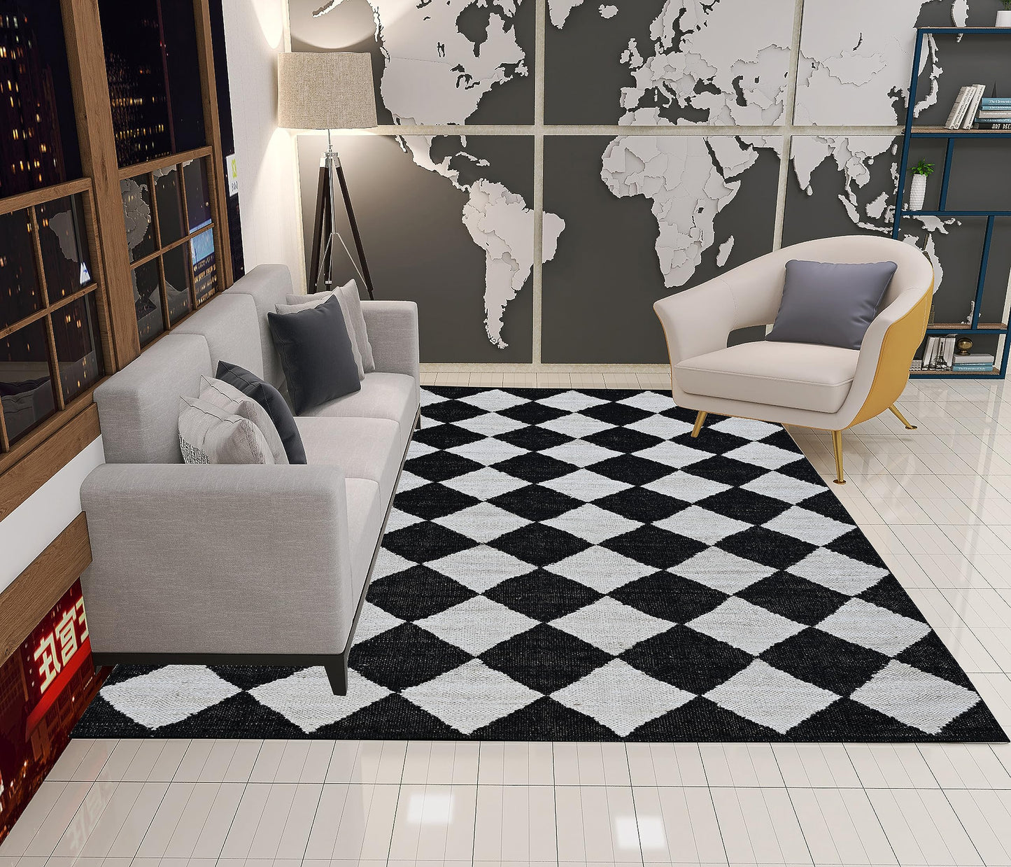 Indoor Hand Woven Fiber Jute Diamond Area Rug