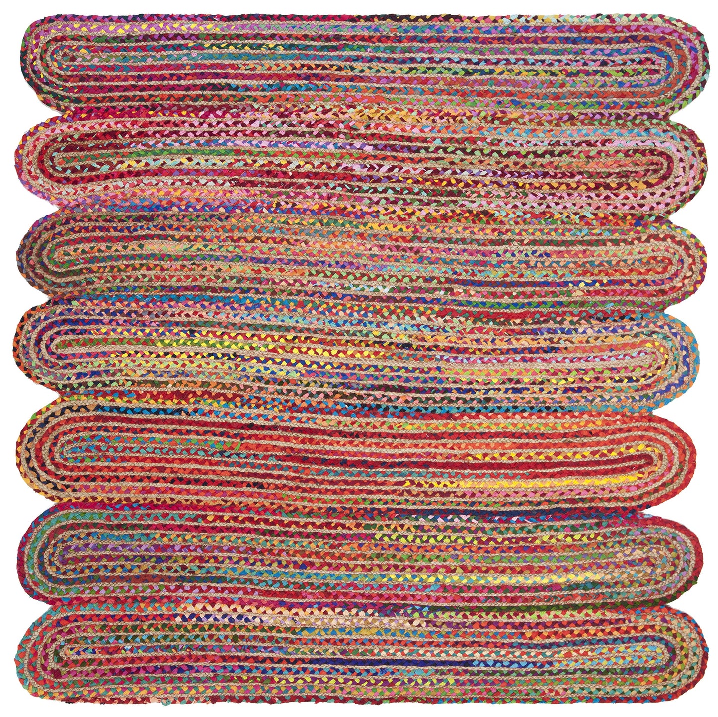 Natural Collection Area Rug - Braided Jute & Cotton