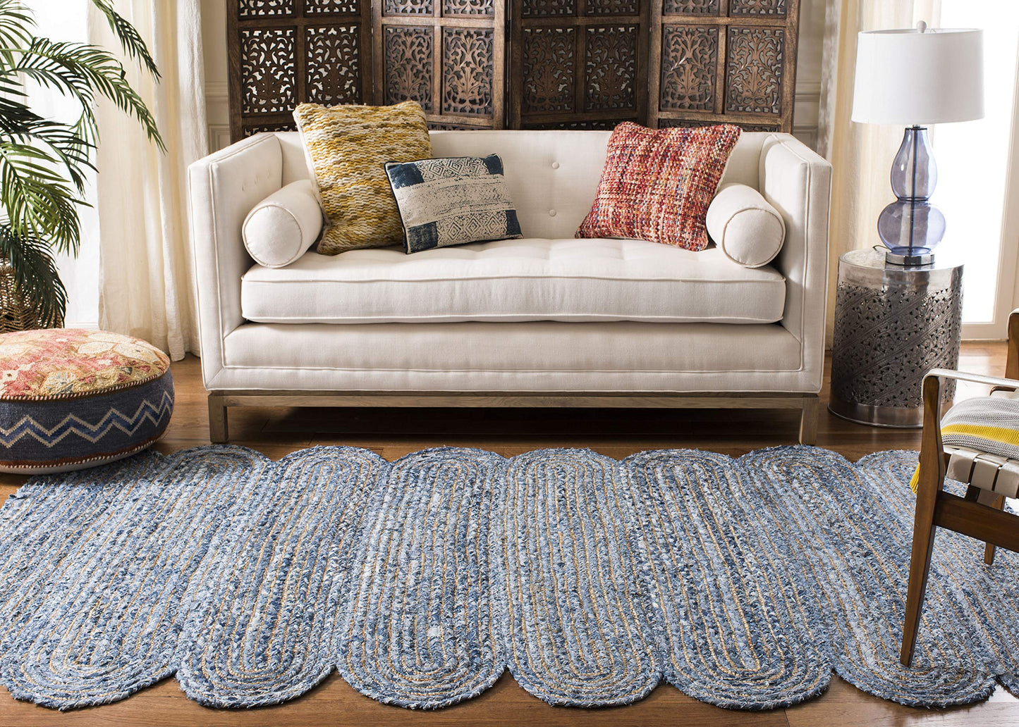 Natural Collection Area Rug - Braided Jute & Cotton