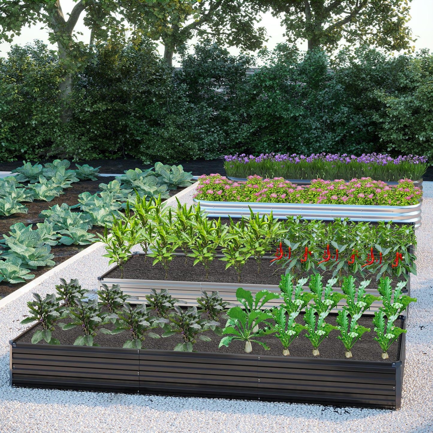 Raised Garden Bed Kit, Rectangle Metal Flower Box,Large Planter Raised Beds