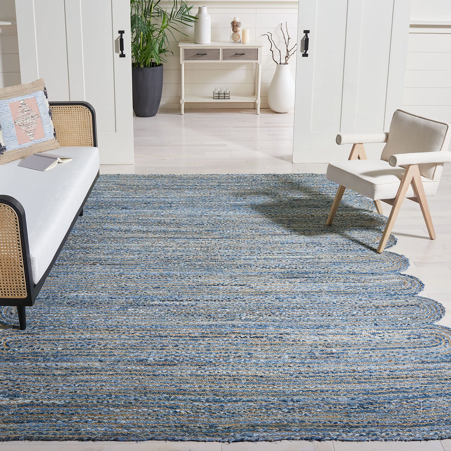 Natural Collection Area Rug - Braided Jute & Cotton