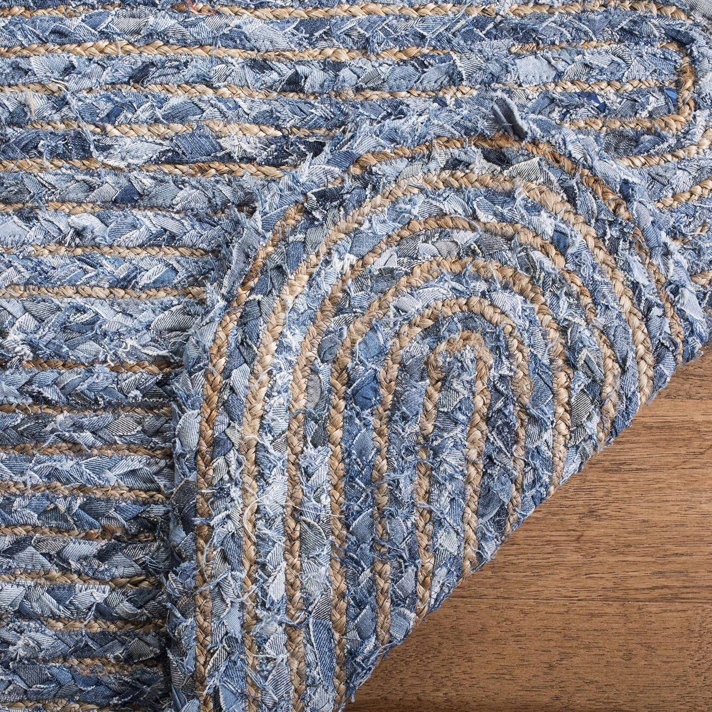 Natural Collection Area Rug - Braided Jute & Cotton